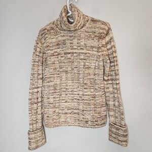 Banana Republic 100% Merino Wool Beige Knit Turtleneck Sweater Size Large